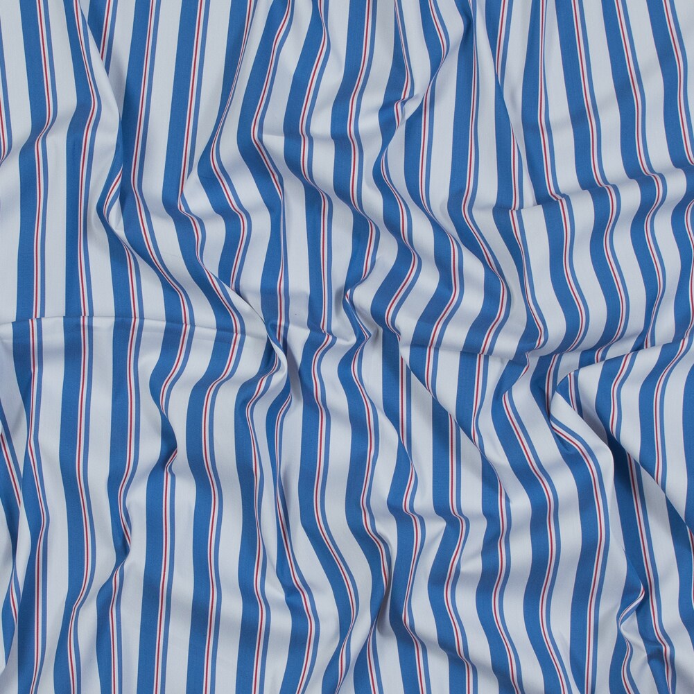 1 Yard Striped Stretch Cotton Shirting Fabric Deadstock 61 Inch Width