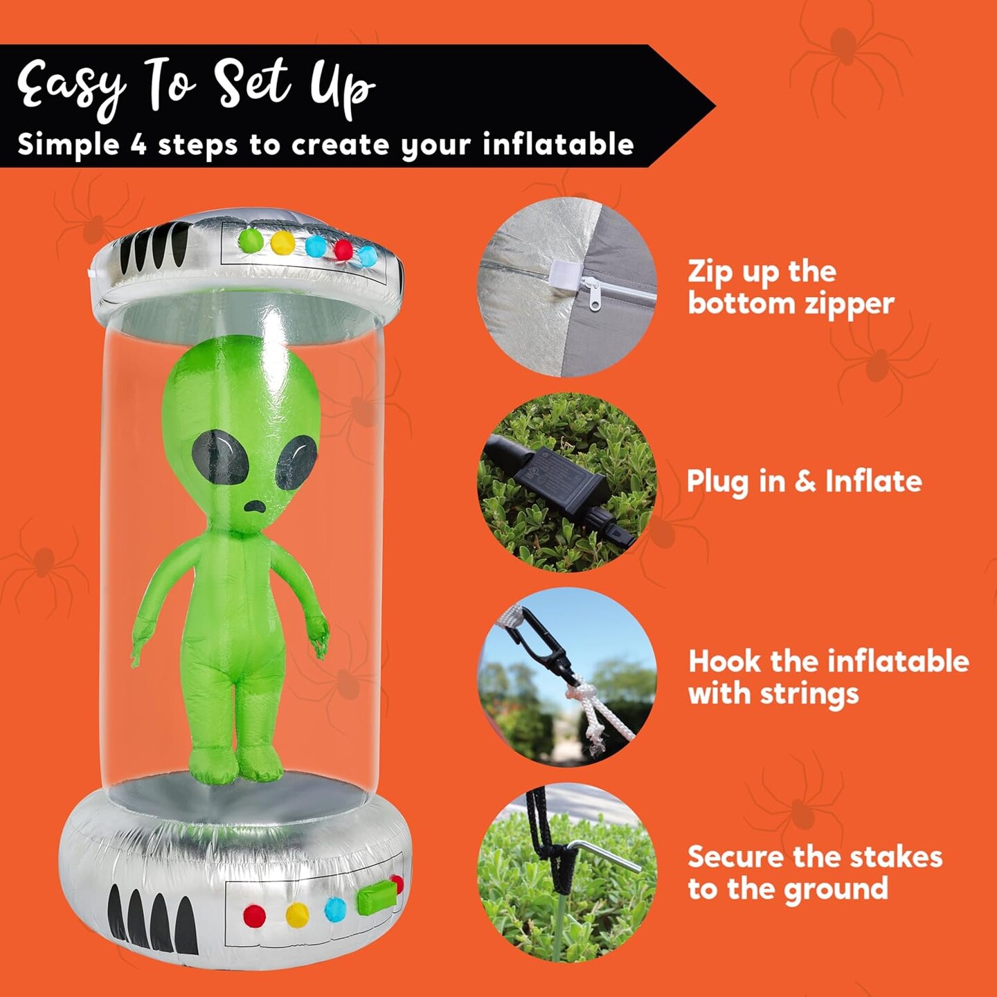 7 ft Tall -Alien Inflatable Halloween Decor Outdoor, with Animated LEDs,(Multicolor)