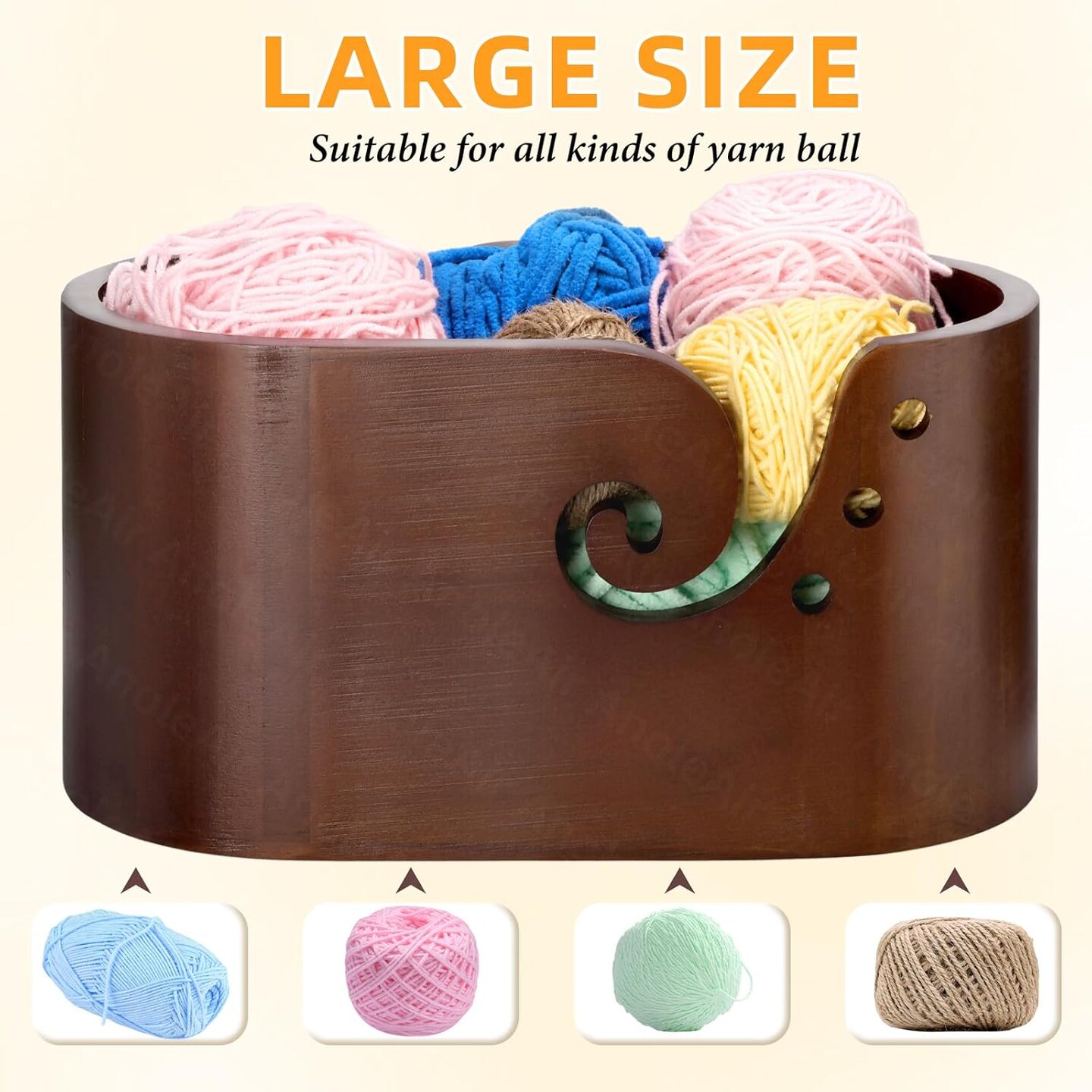 Large Wooden Yarn Bowl(S1)