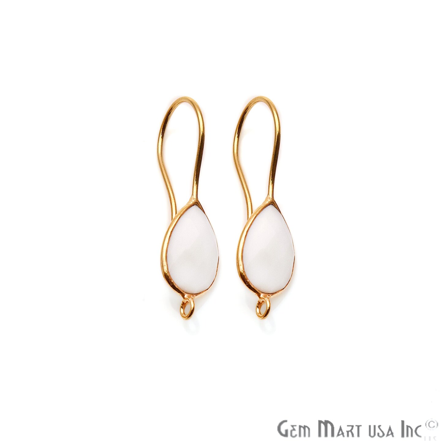 DIY Teardrop Gemstone Loop Earrings, 31x9mm 22K Gold Plated Earring Findings with Bottom Loop Hook Eaaring, GemMartUSA (90021)