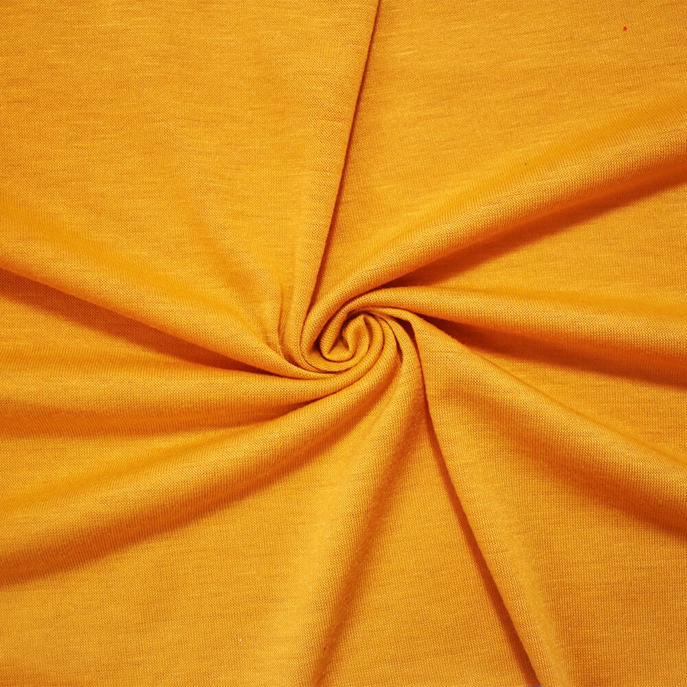 Mustard Yellow Poly Stretch Spandex Slub Jersey Knit Fabric By the Yard