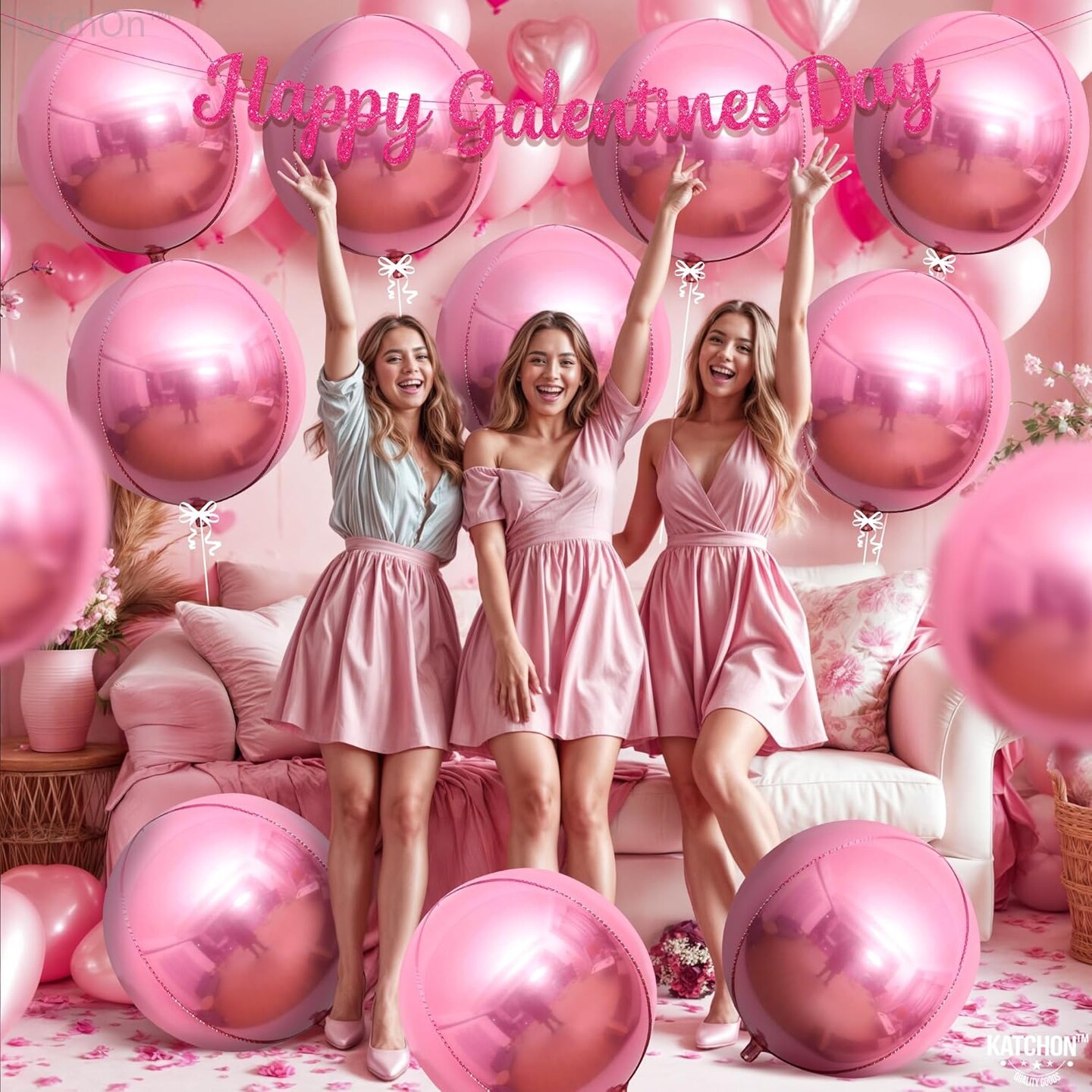 Pack of 12 | Light Pink Mylar Balloons for Flamingo Party Decorations(Light Pink)