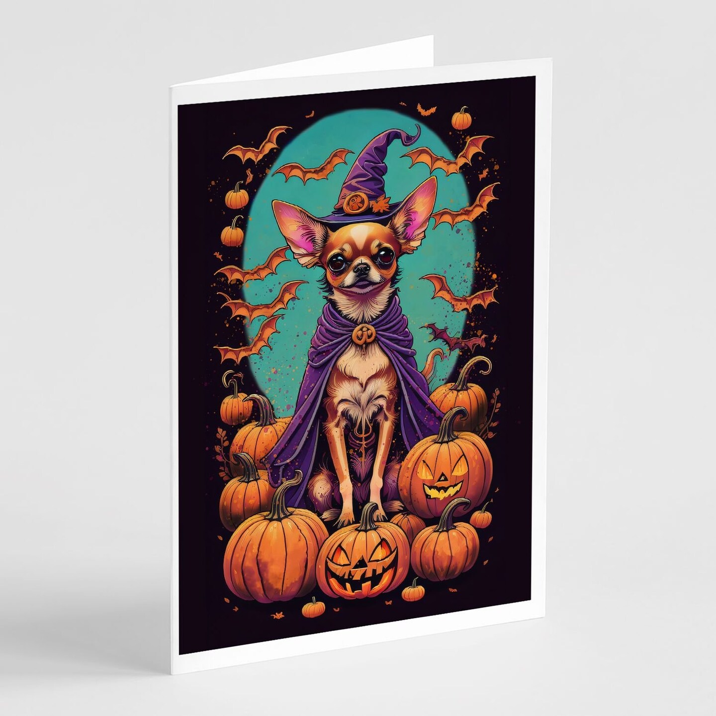 Edge Collections - 5" x 7" - Multicolor - Chihuahua Witchy Halloween Greeting Cards - 8 Pieces