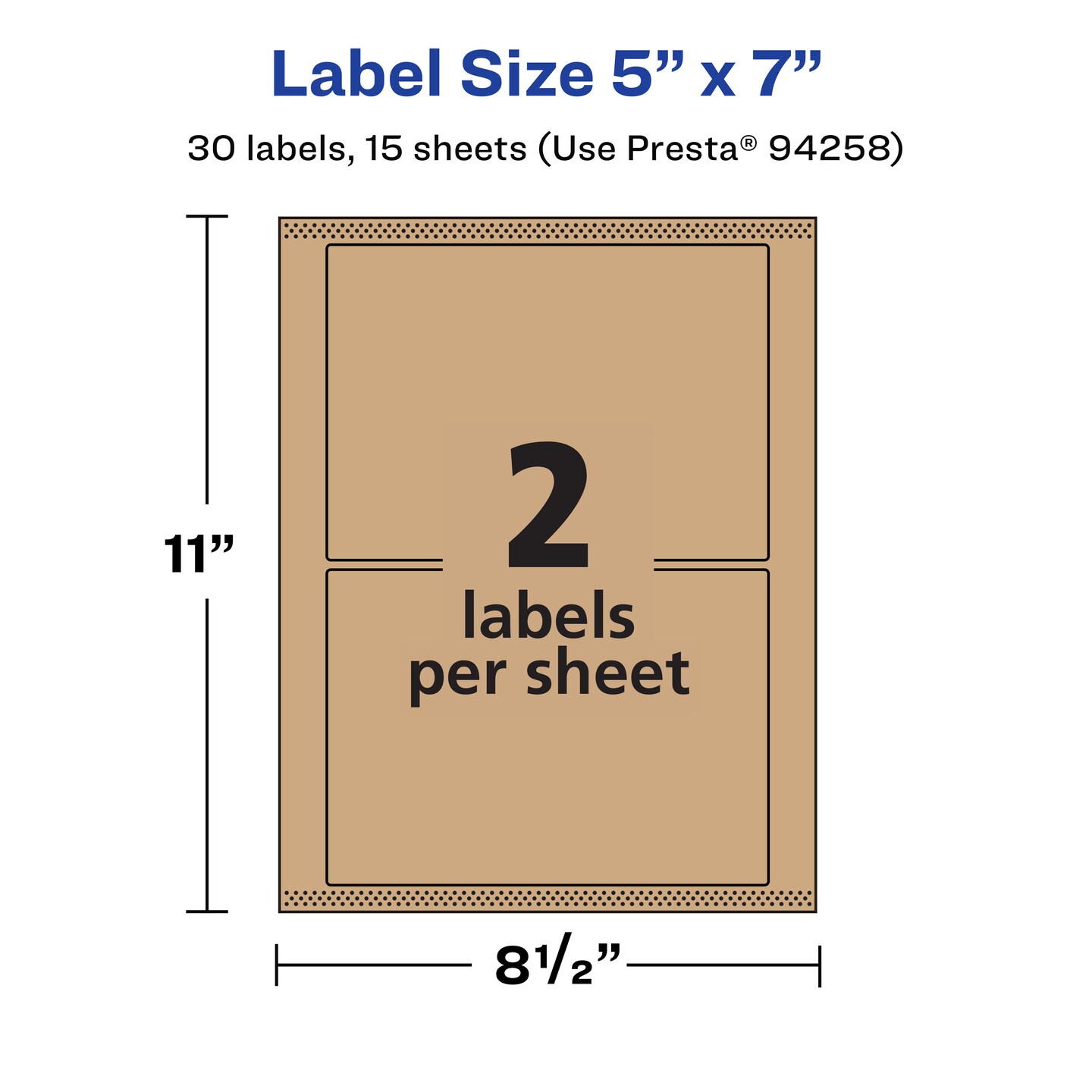 Avery Kraft Brown Rectangle Labels with Sure Feed, 5&#x22; x 7&#x22;