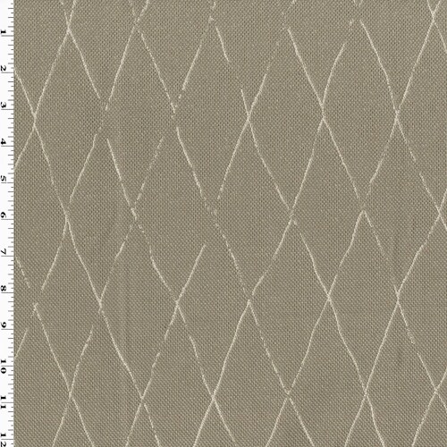 Beige/Tan Diamond Double Woven Damask Home Decorating Fabric By the Yard