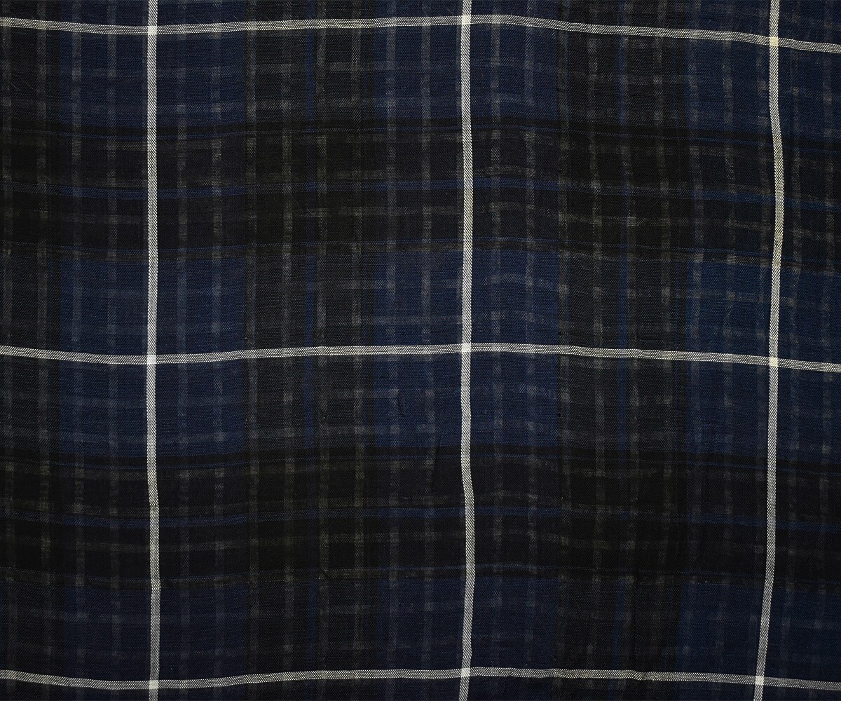 Blue-Black-White Famous Maker Cotton Plaid Check Double Gauze Woven Fabric By the Yard