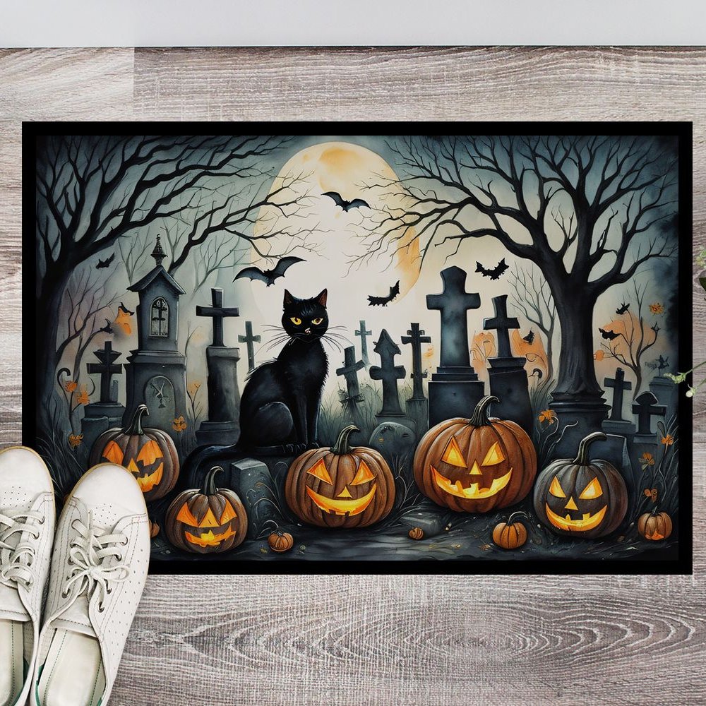 Edge Collections - 18" x 27" - Multicolor - Cat Halloween Doormat Indoor Outdoor Rug - 1 Piece