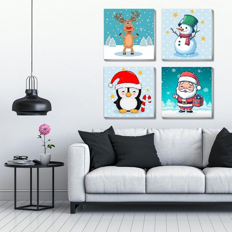 4 Pack Framed Paint by Number for Kids Age 8-12(BKH836-837-838-839-US)8 x 8 x 0.8 inches