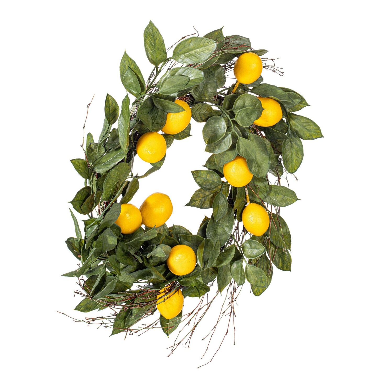 Vickerman 24" Artificial Green and Yellow Salal Leaf Lemon Wreath.