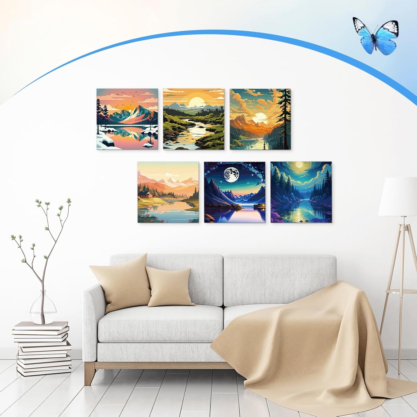 12 Pcs Pre Drawn Canvas for Painting - 8 x 8 Inch (Scenery)