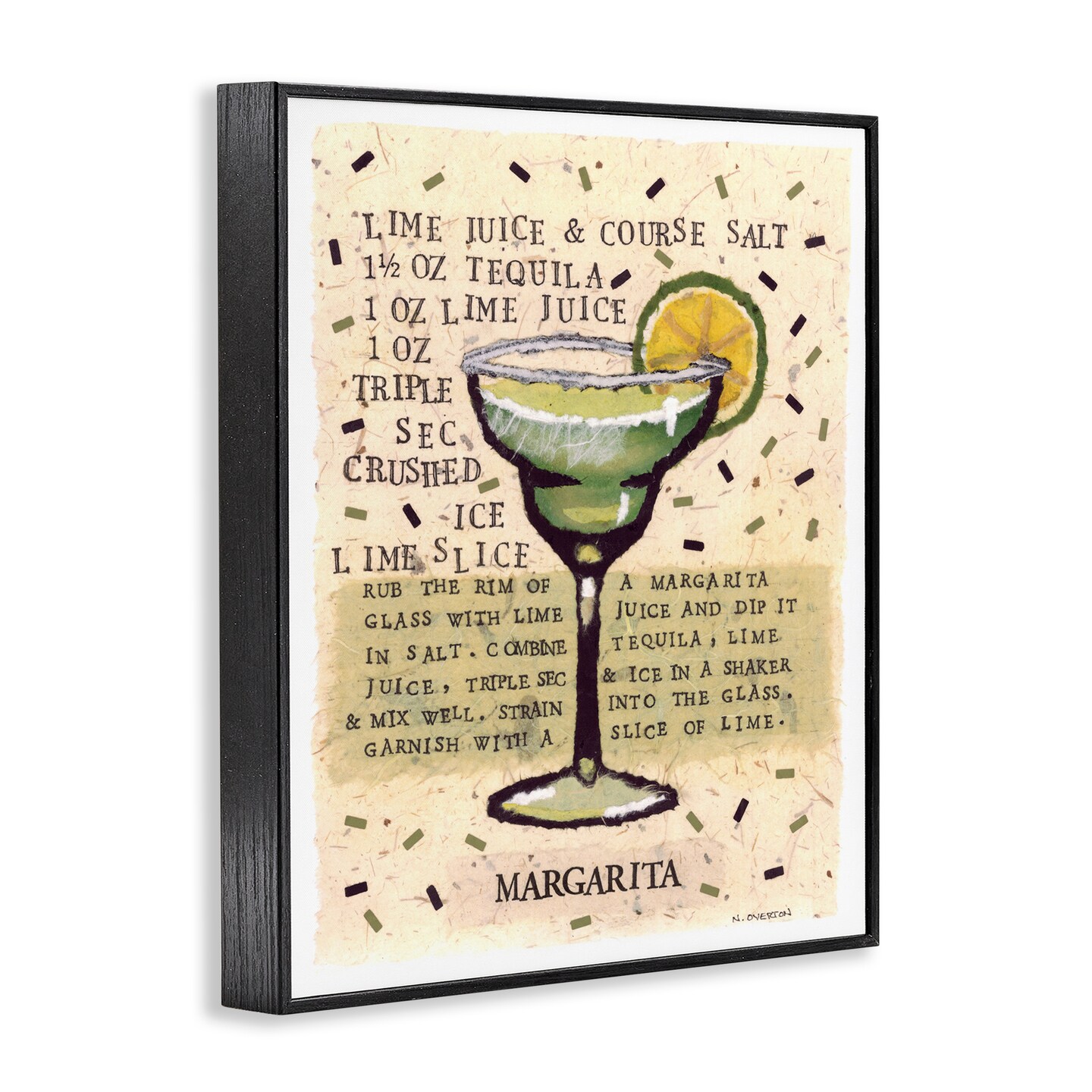 Stupell Industries Salt Margarita Recipe Framed Giclee, design by Nancy Overton