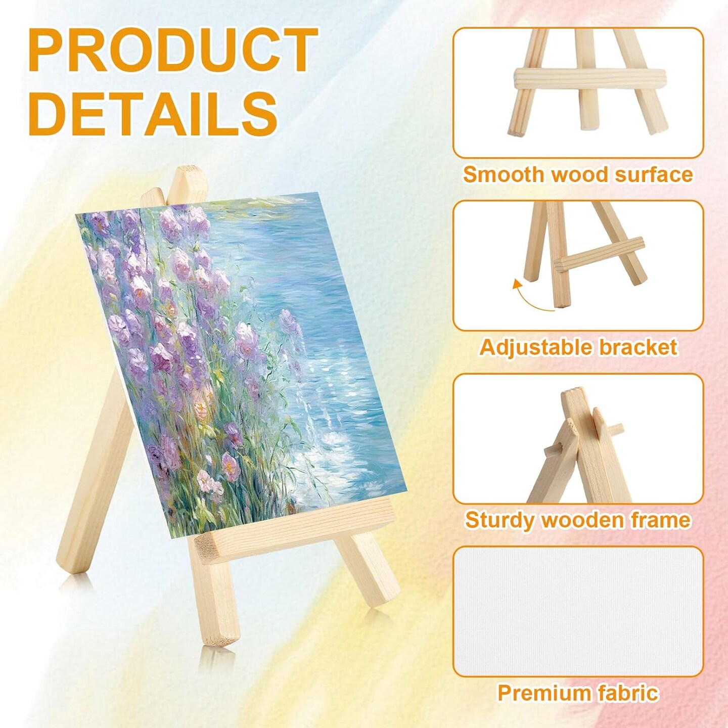 20 Pack Mini Canvas and Easel Set(20 Pack 4x4 in Mini Canvases, with 10 Brushes &#x26; 5 Paint Tray)