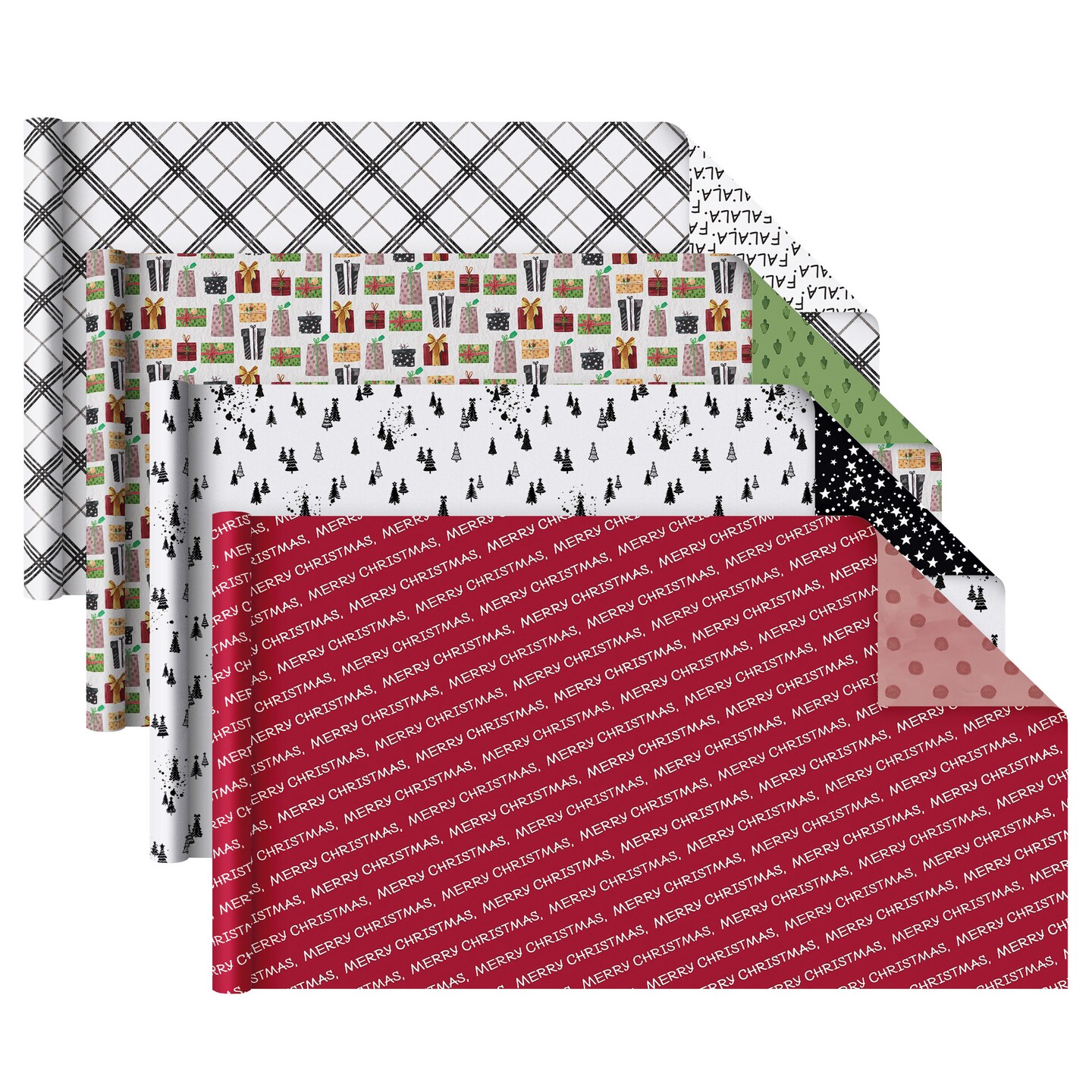 LaRibbons 30" x 10' Holiday Reversible Wrapping Paper Bundle (4-pack) | Pretty as a Package