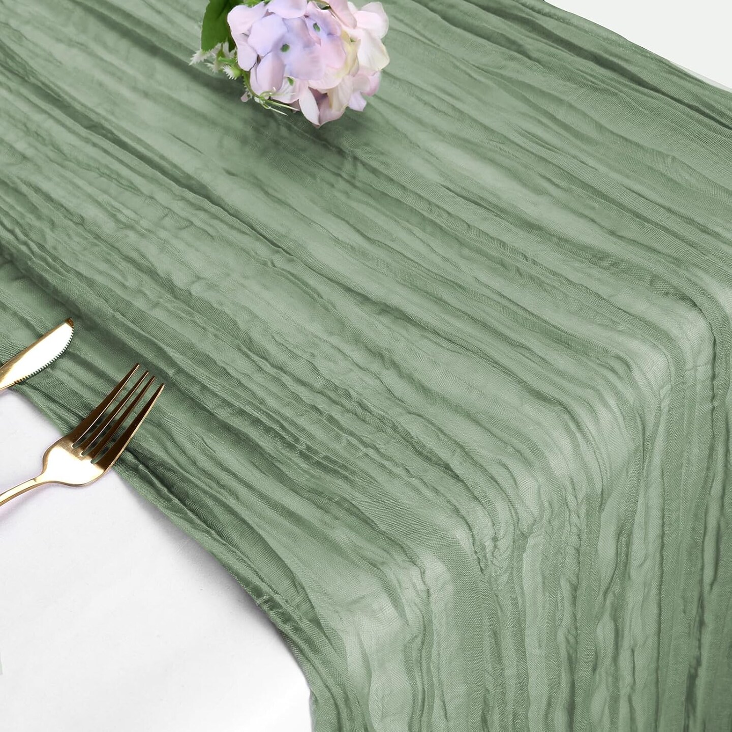10FT Sage Green Cheesecloth Table Runner 35 x120 Inches Long Gauze Boho Cheese Cloth Runners(Sage Green)120"L x 35"W