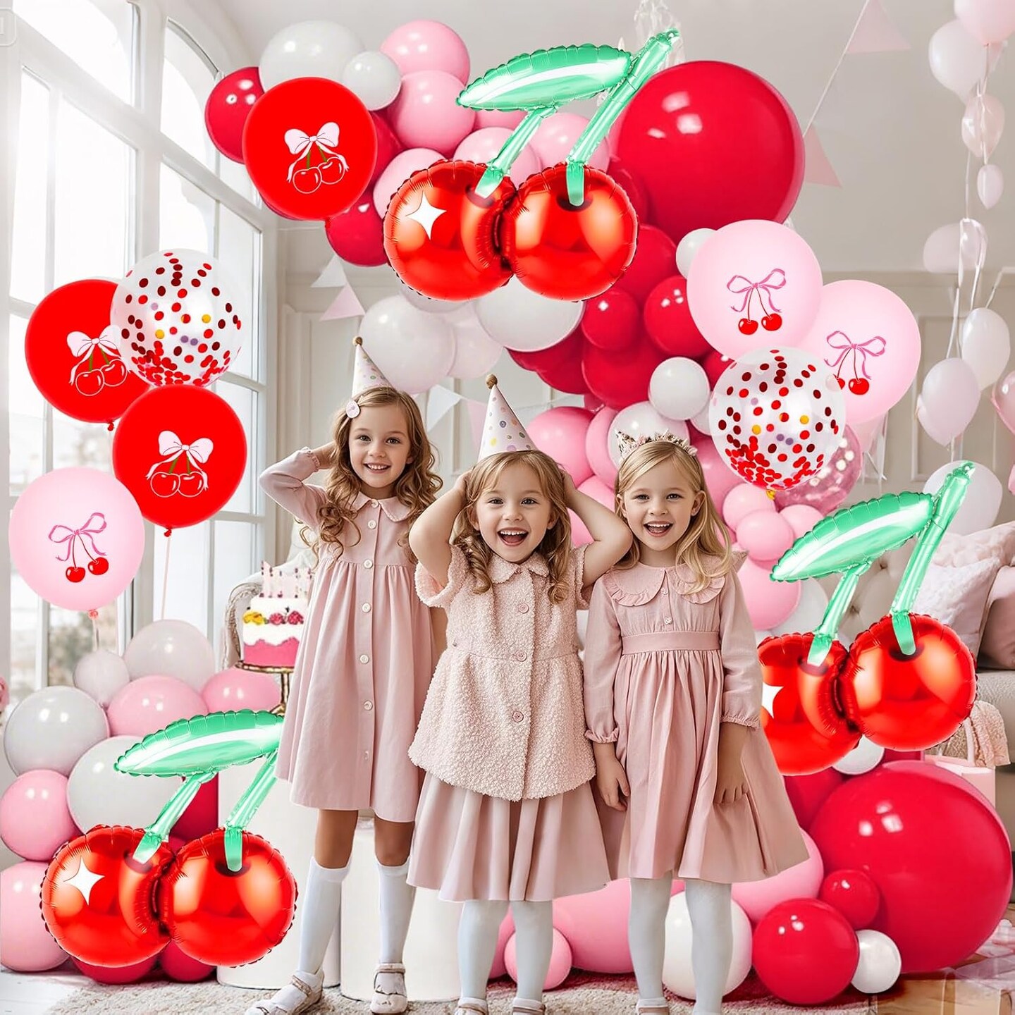 Red Summer Fruit Cherry Themed Foil Latex Balloons(Red)0.5 x 0.5 x 0.5 inches