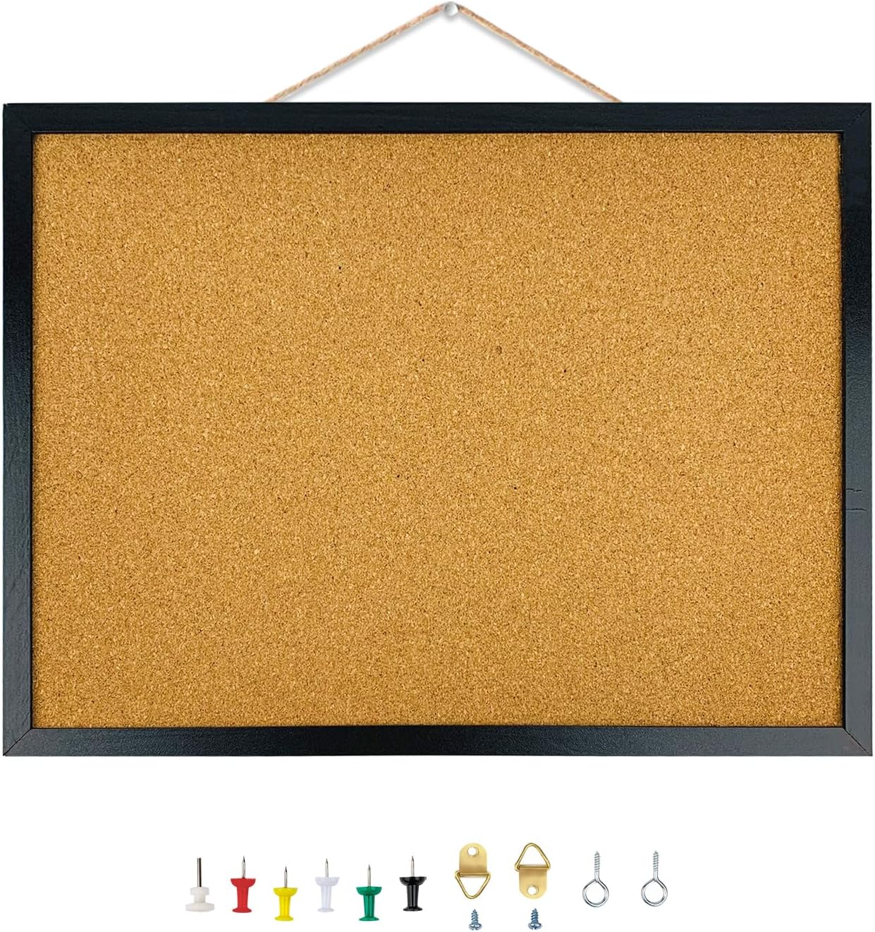 Black Cork Bulletin Board with Oak Wood Finish Frame (15.7 X 12 Inches)