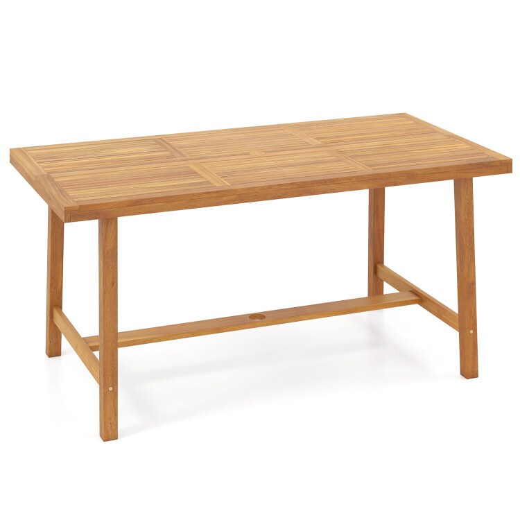 Indoor Outdoor Acacia Wood Dining Table for 6, Sturdy and Durable