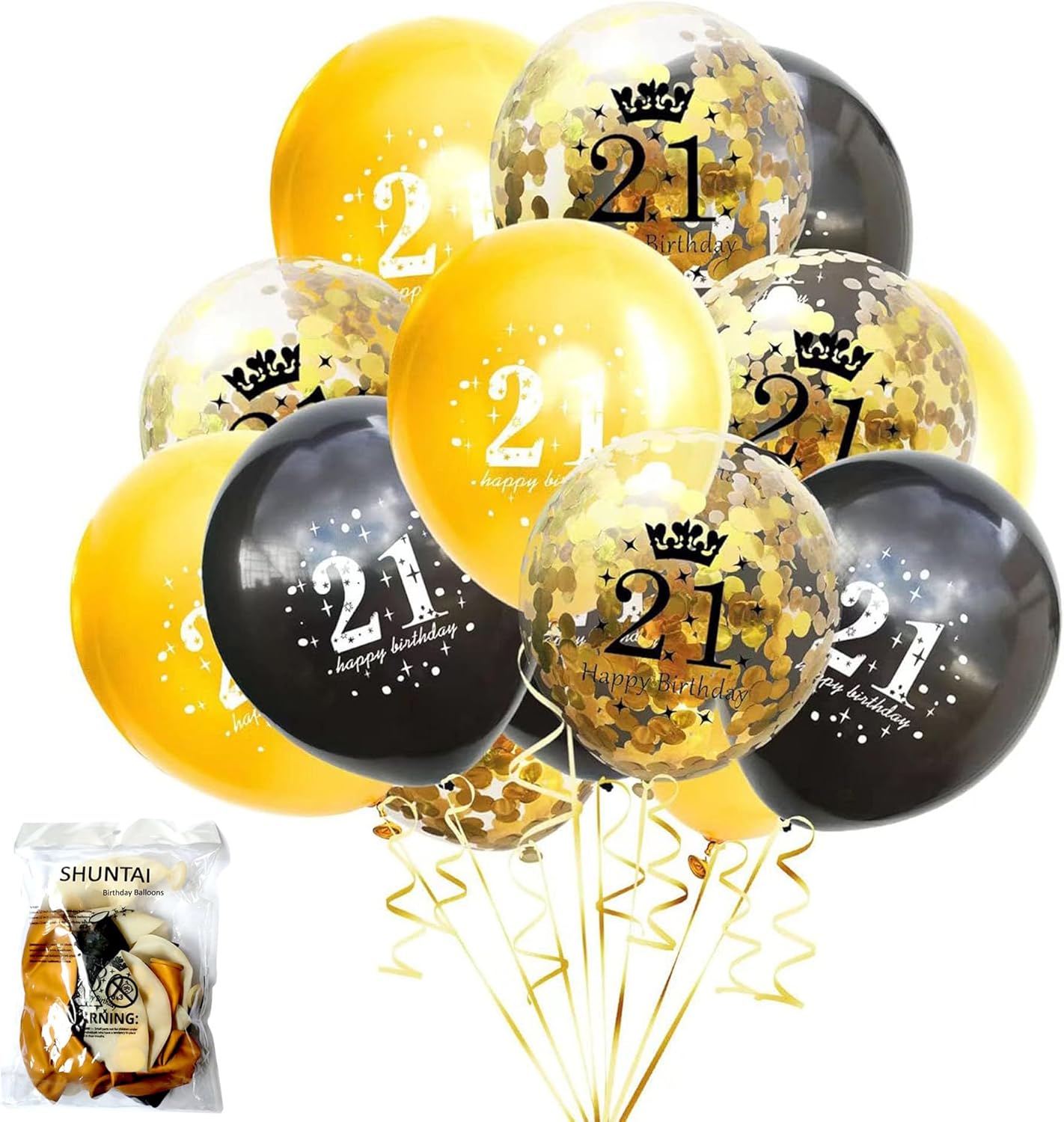 21st Birthday Balloons Black and Gold 21st Birthday Decorations (Black and Gold)