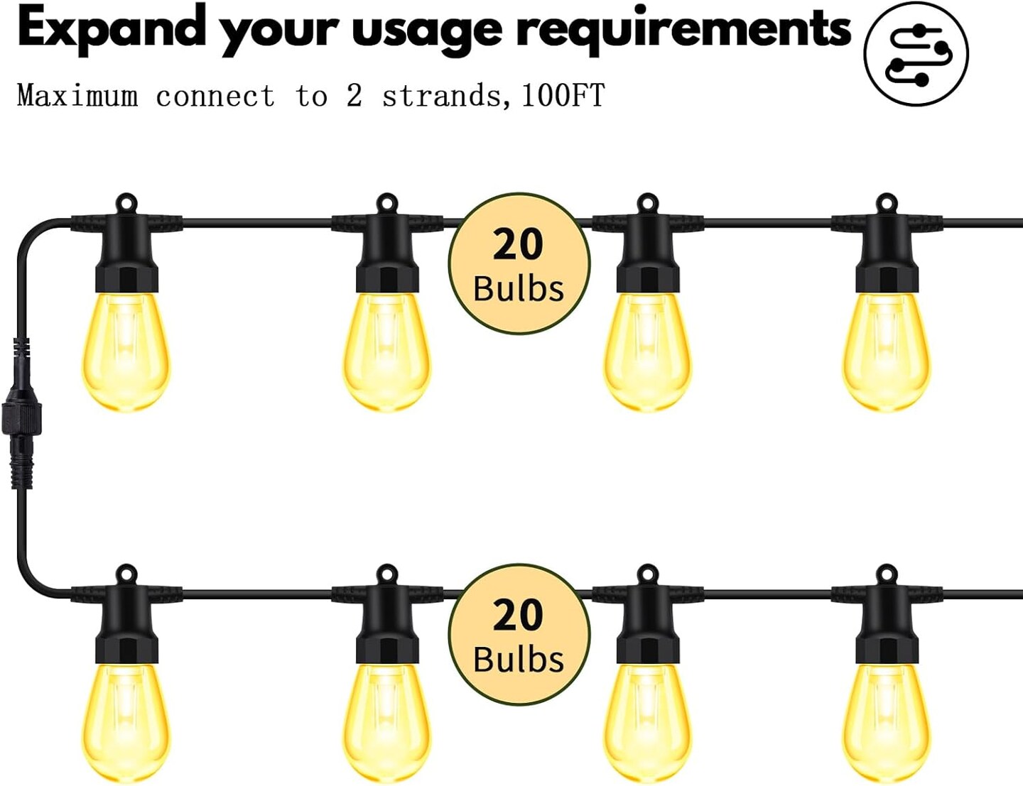 Color Changing Outdoor String Lights with 20 Bulbs - 50 FT (Multicolor)