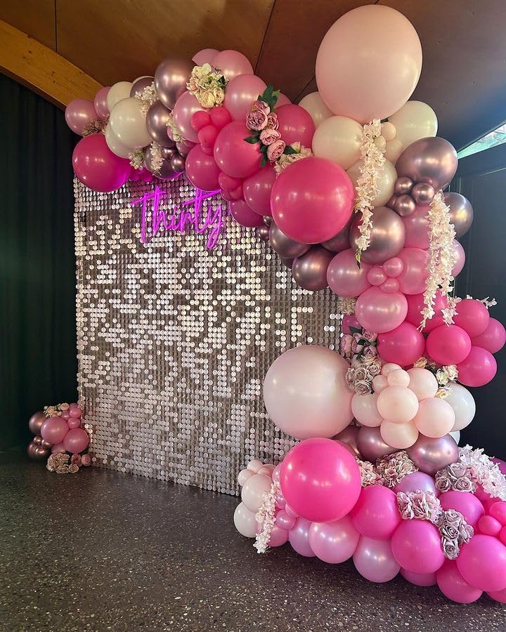 Pink Balloons Set,60pcs 12 inch Metallic Pearl Pink(Multiple Pink)