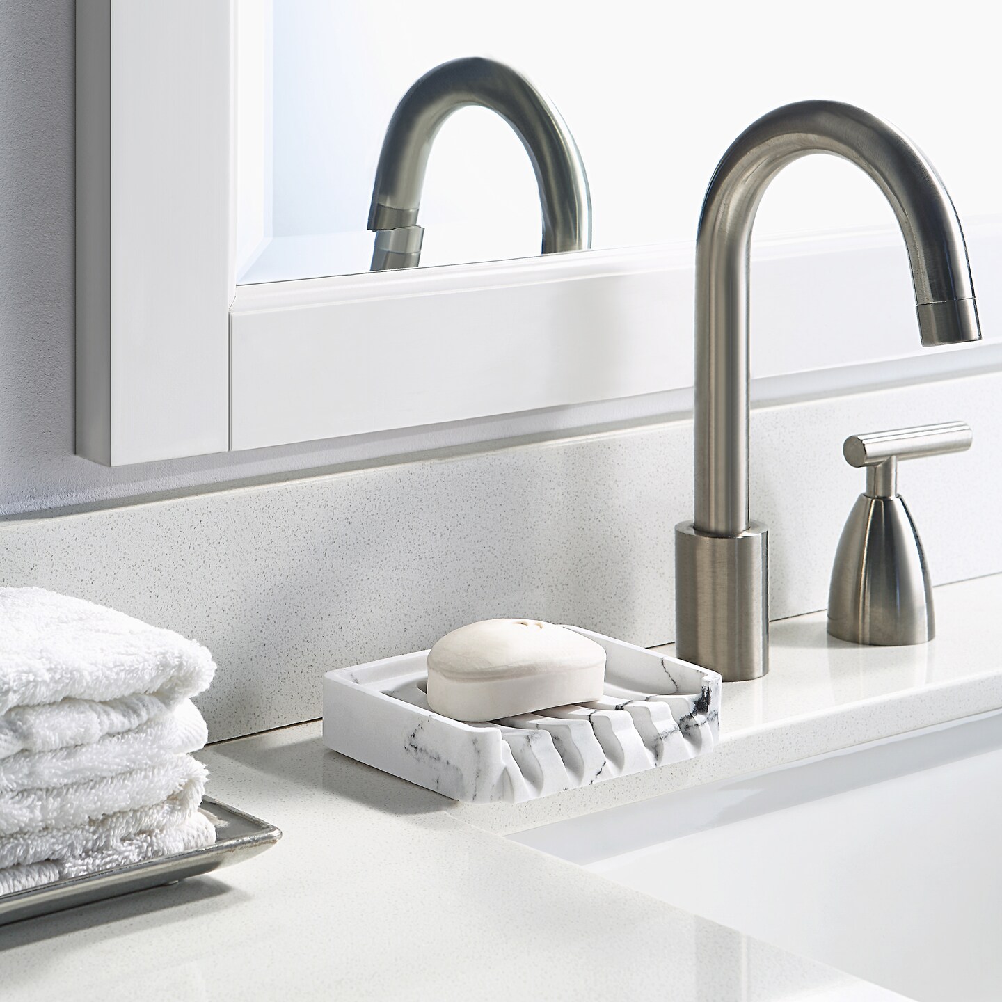 Classic Kitchen, Bathroom Faux Marble Soap, Sponge Dish Drainer Holder