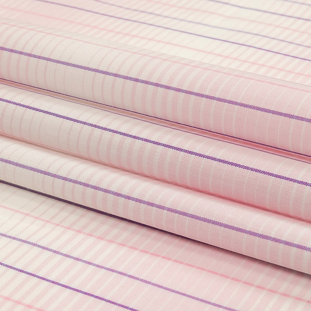 1 Yard Pink Purple and White Gradient Pinstripes Cotton Shirting Fabric for Apparel
