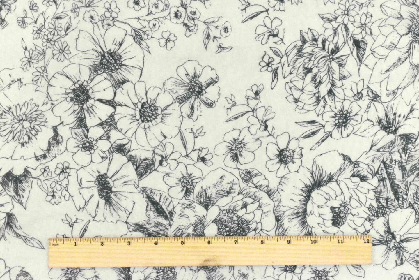 Black-Ivory Famous Designer Floral Printed Silk Chiffon Fabric By the Yard