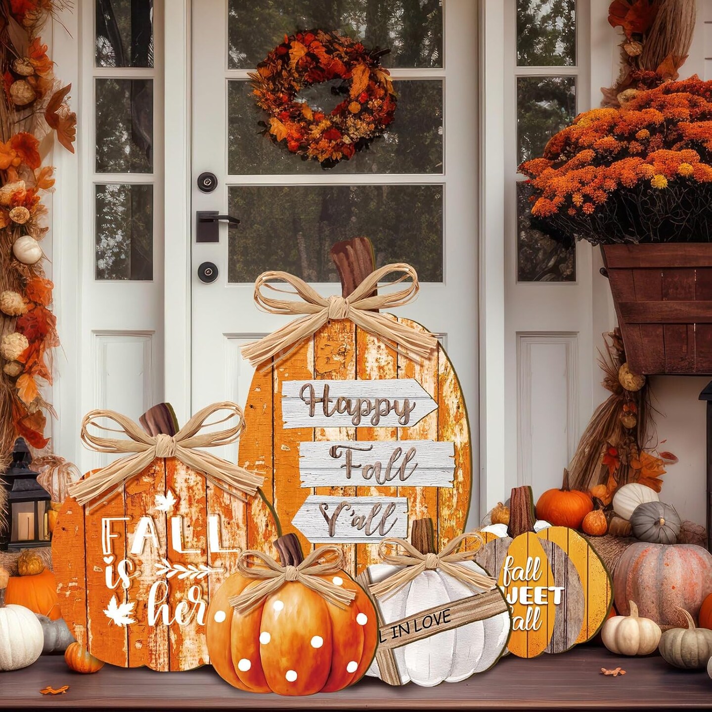 5 Pcs Fall Decorations for Home Fall (Orange)