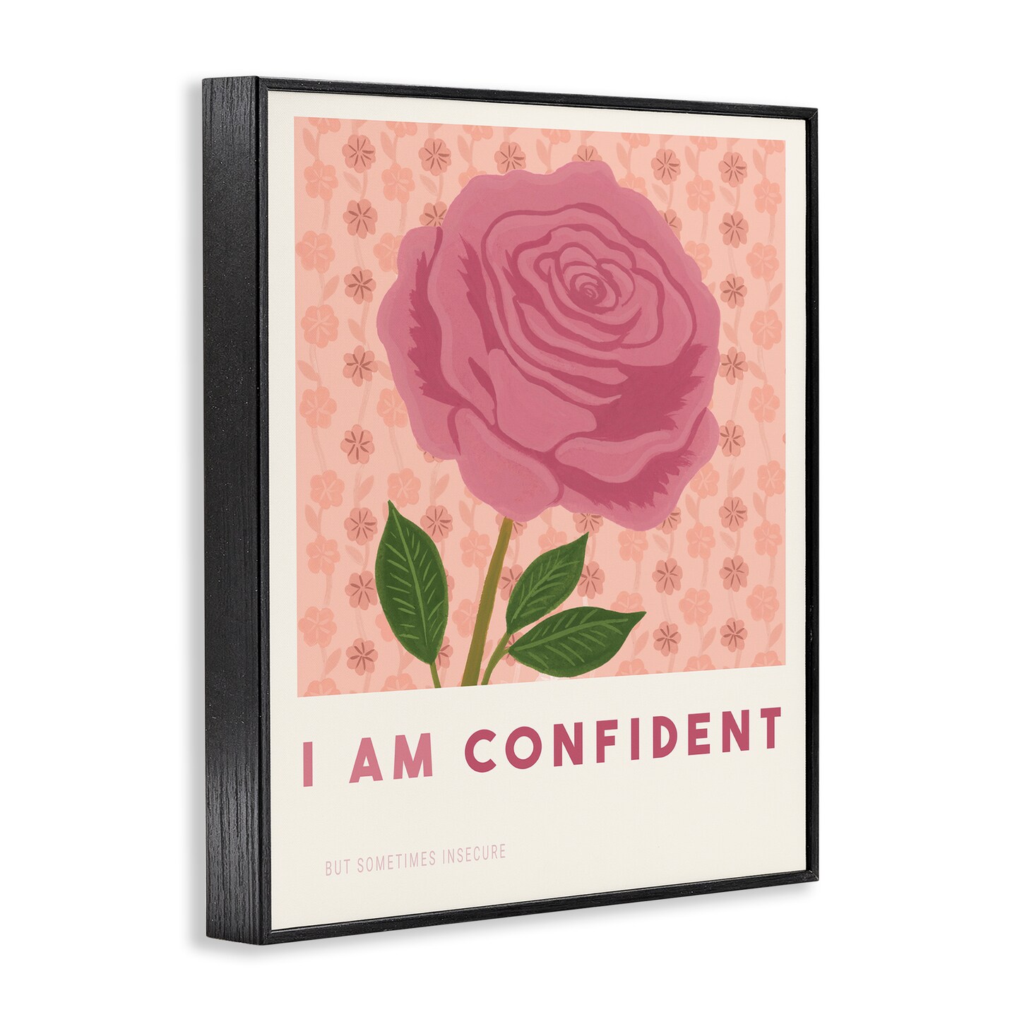 Stupell Industries Rose I Am Confident Affirmation Framed Giclee, design by Courtney Haley