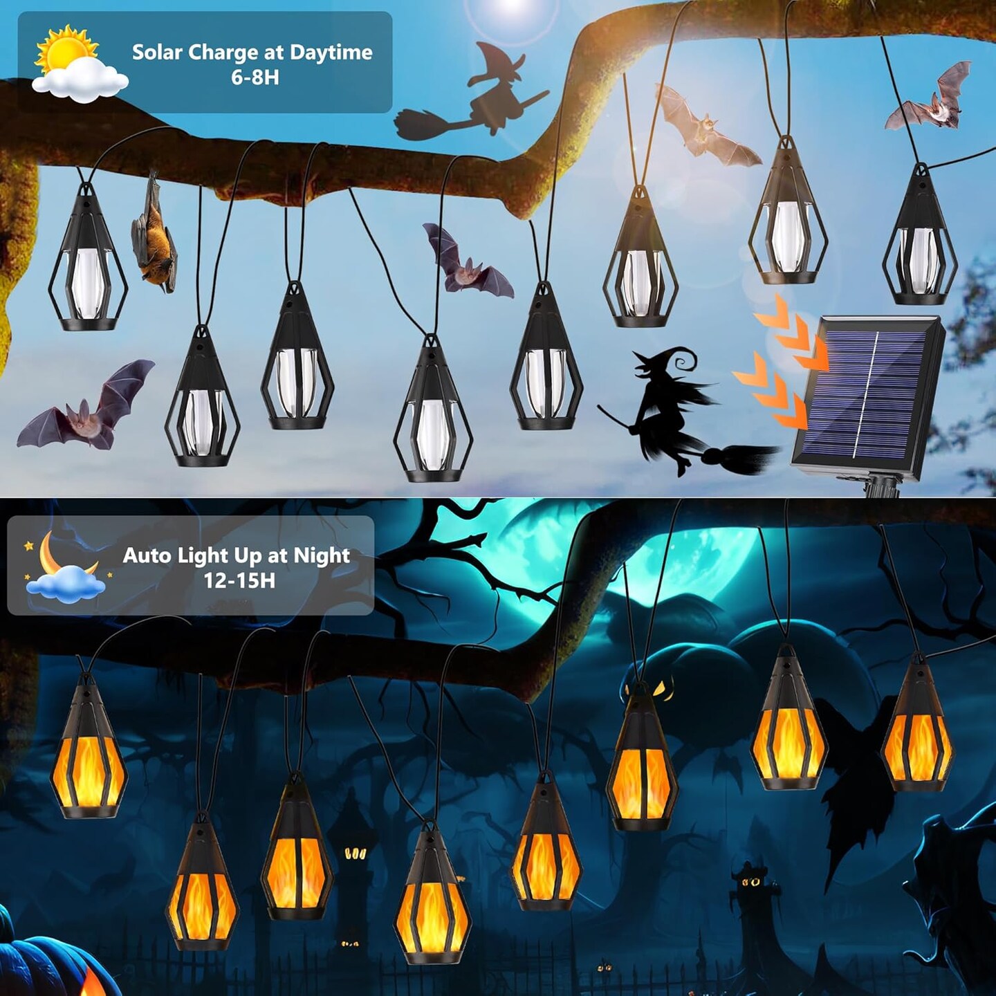 Solar Halloween Lights Outdoor (&#x9;Warm White)