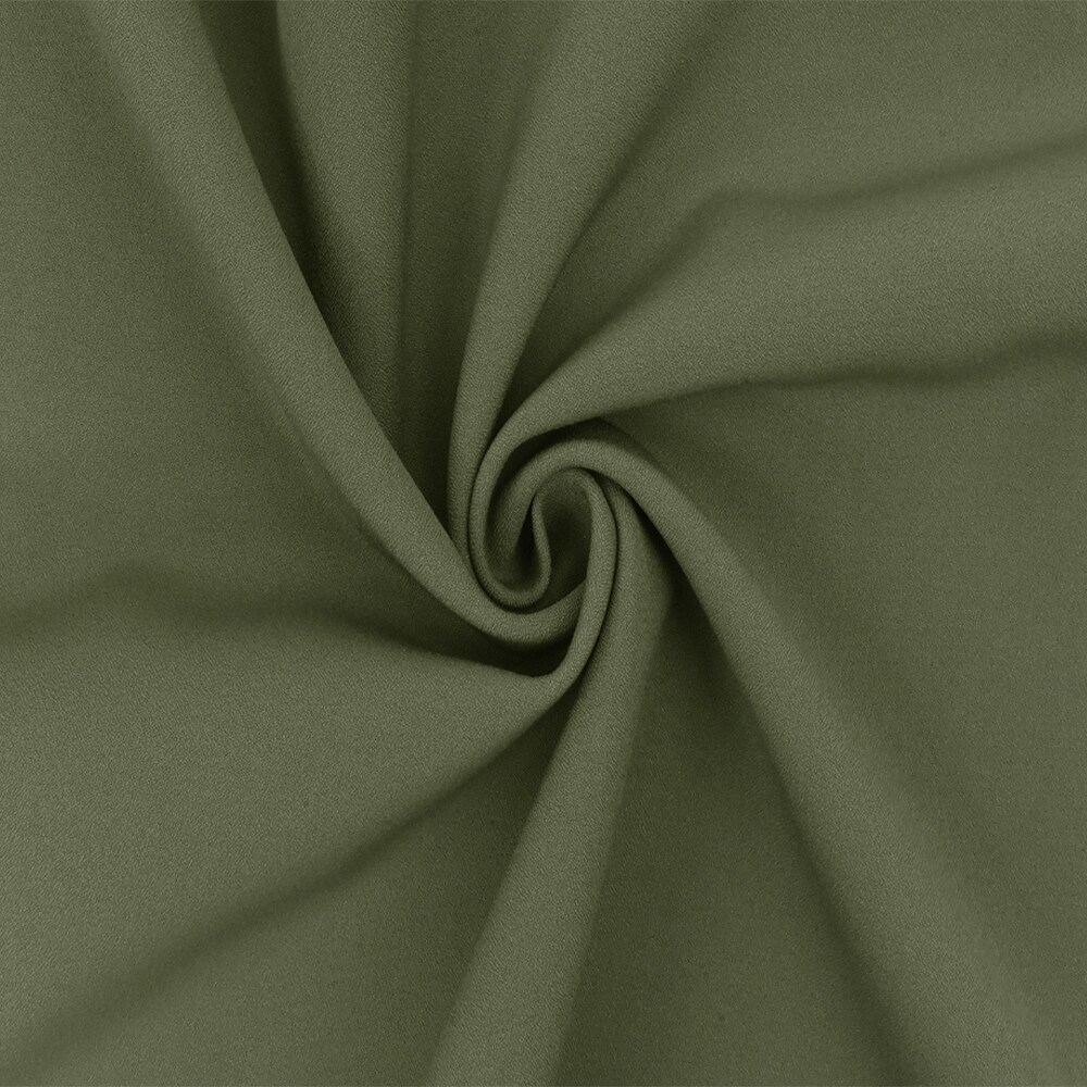 Shell Beige-Olive Solid Stretch Polyester Bonded Crepe Woven Fabric By the Yard