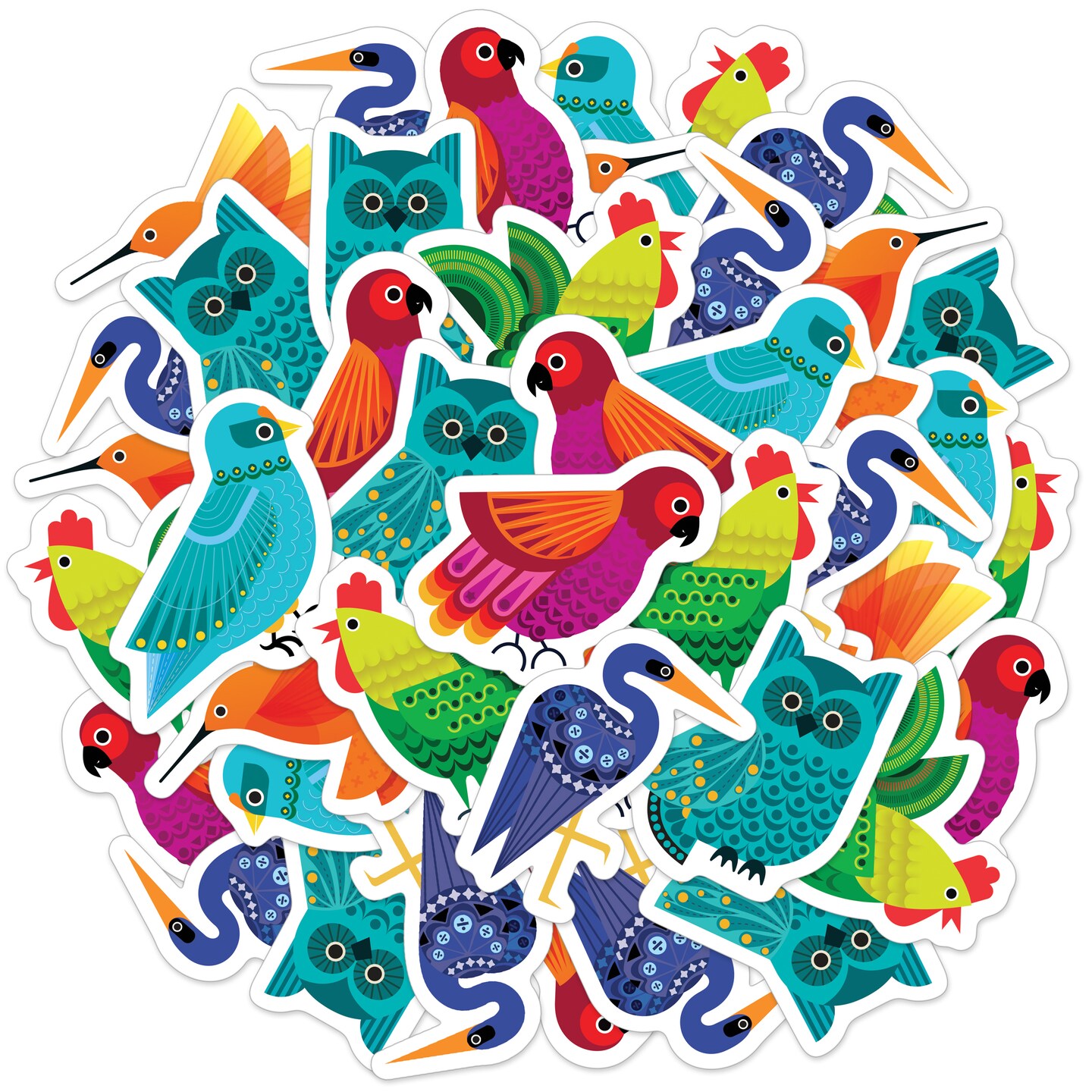 IXL Takeoff 100pcs Feathered Friends Vinyl Stickers, Colorful Waterproof Bird Decals for Water Bottles, Computer, Skateboard, Phone, Luggage, Scrapbooking, Arts and Crafts