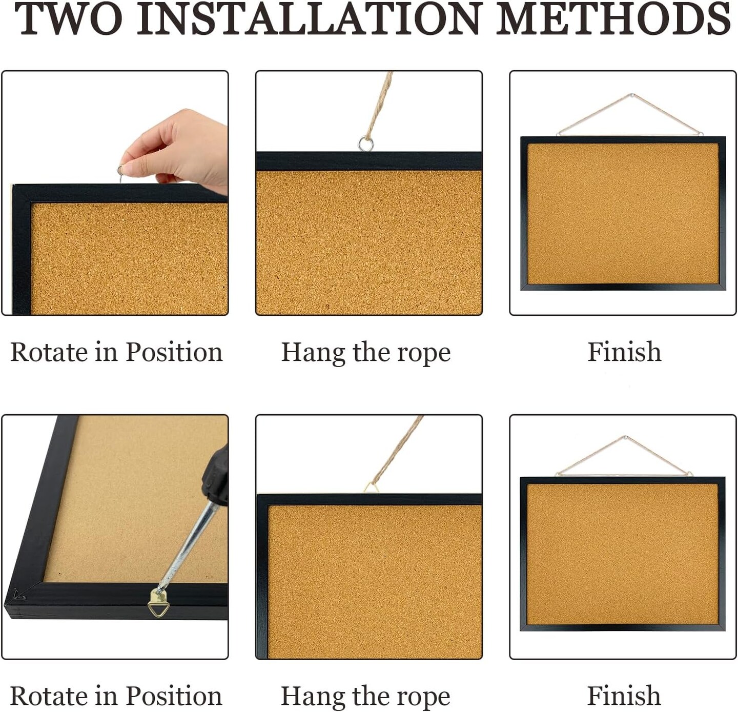 Black Cork Bulletin Board with Oak Wood Finish Frame (15.7 X 12 Inches)