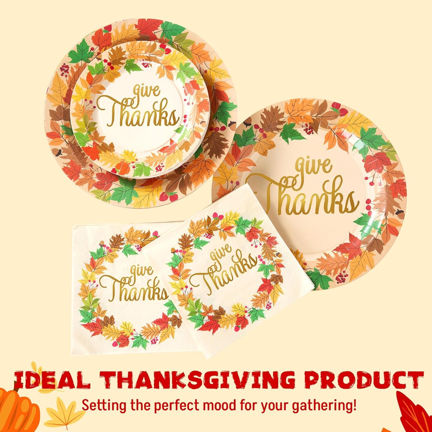 100Pcs Thanksgiving Paper Plates(Orange)10.55 x 10.04 x 2.52 inches