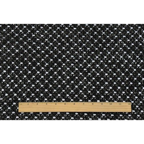 Black/Gold Sparkle Brushed Crochet/Mesh Knit Sweater Fabric By the Yard
