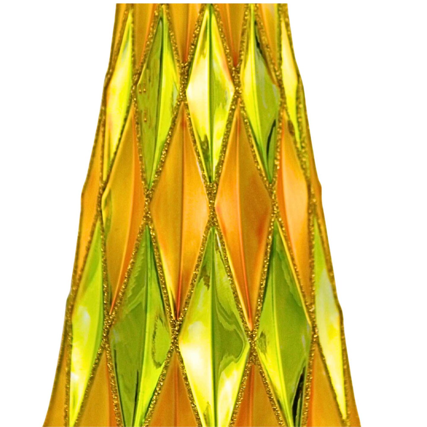 Cody Foster 14.5 Inch Diamond Trees Gold Chartreuse Christmas Decorative Tree Set , Christmas Decor Mid Century Style Reflective