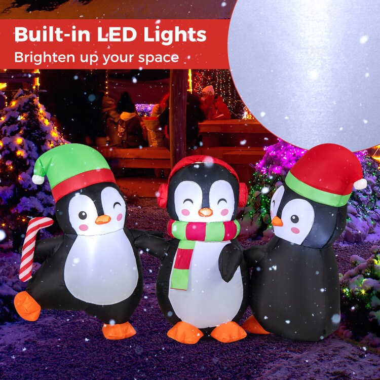 Multicolor Inflatable Penguin Family Christmas Decoration with LED Lights for Indoor Outdoor