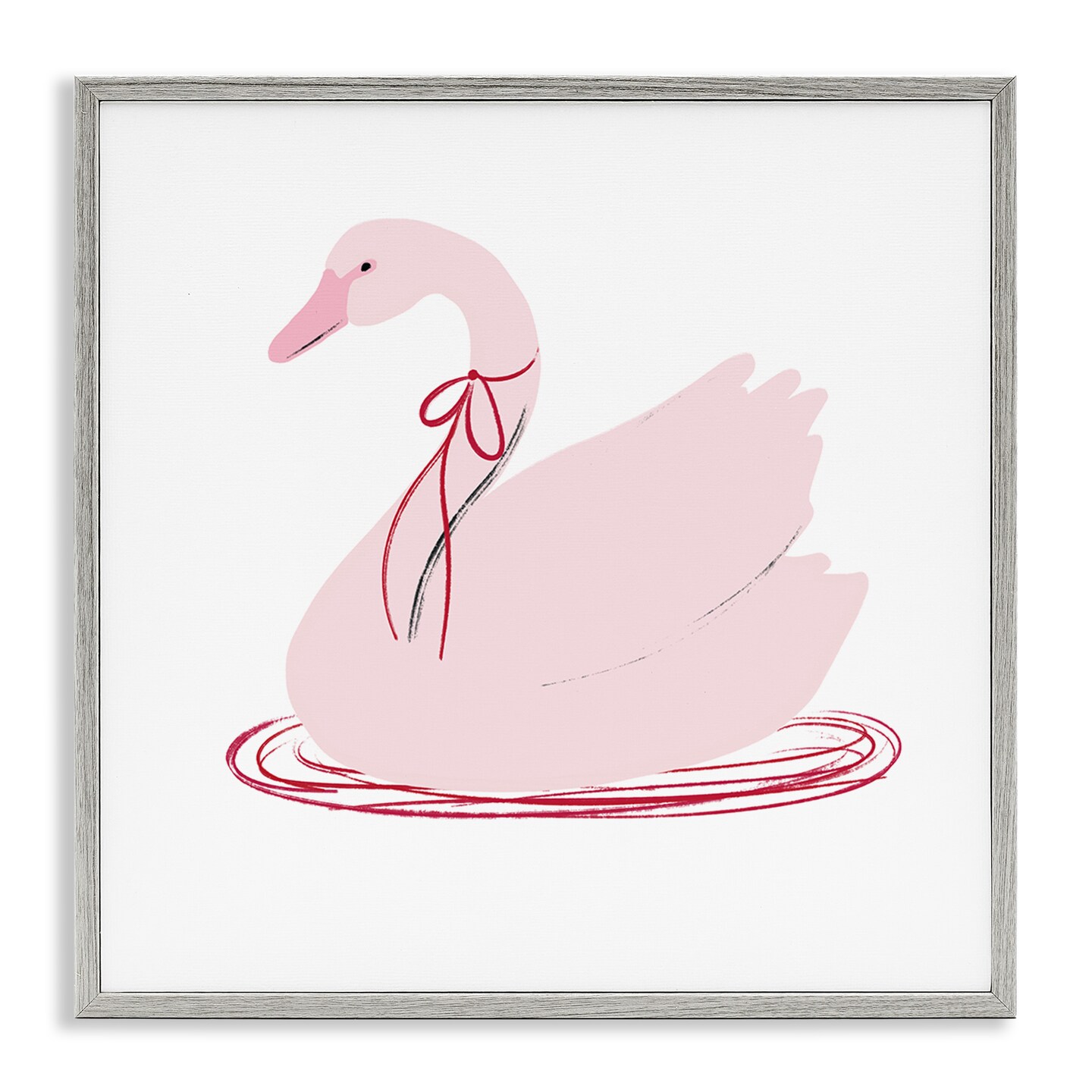 Stupell Industries Pink Swan with Bow Framed Giclee, design by Lucille Price