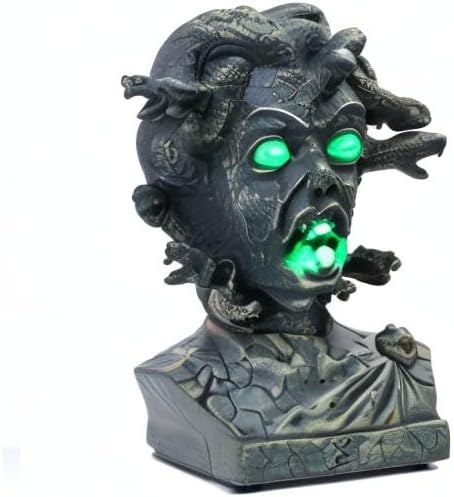 12 inch Electronic Animated Medusa Bust,Indoor/Outdoor Halloween Decoration(Brown - Snake Head)