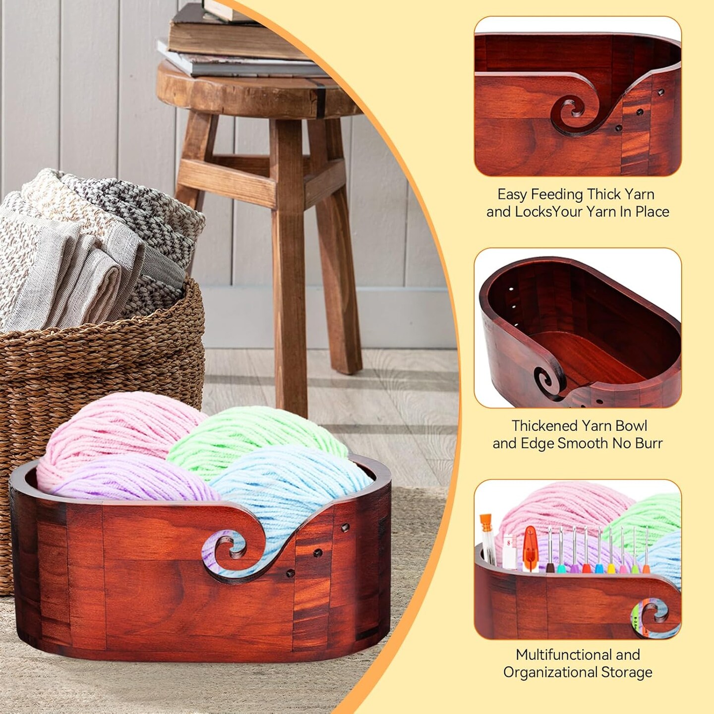 66 Pack Crochet Kit -Large Yarn Bowls for Crocheting,Crochet Storage (Include 9 Sizes Crochet Hook Set)