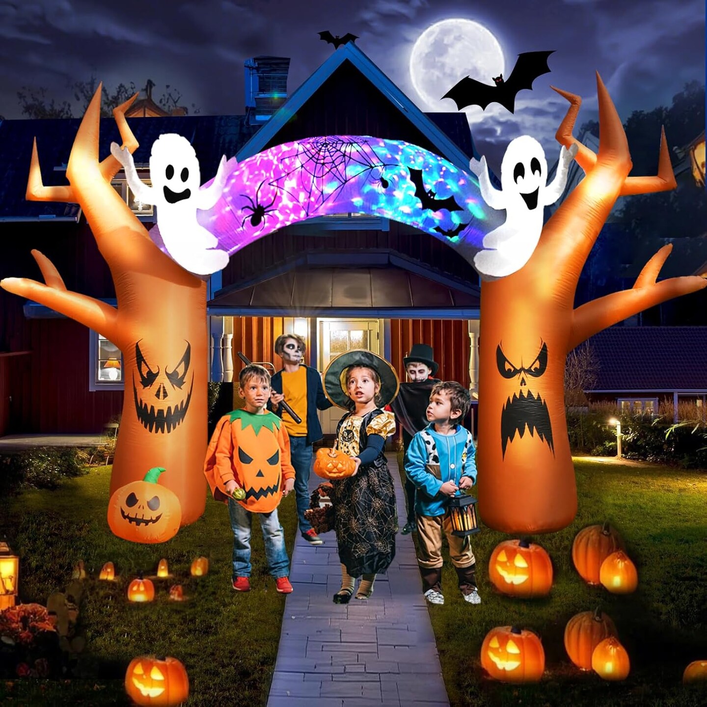 17 FT Halloween Inflatables Outdoor Yard Decorations,(Ghost Arch Inflatables)