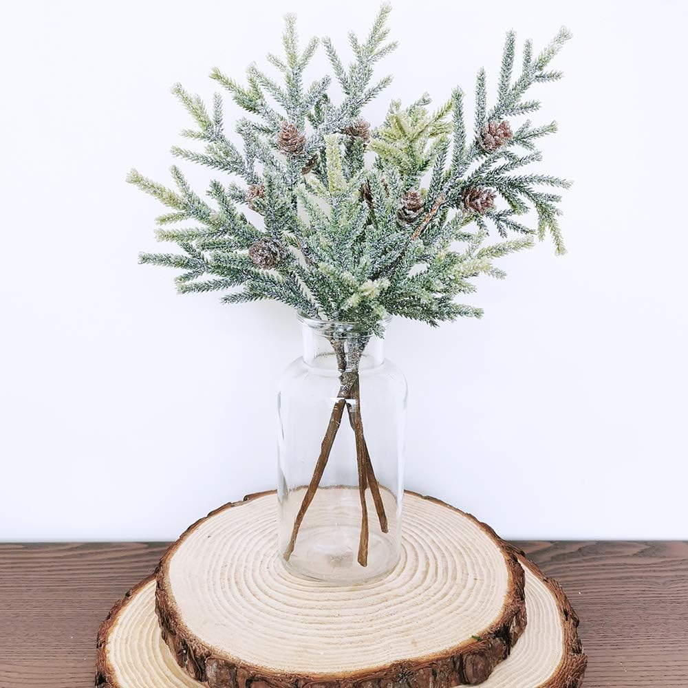 Frosted Artificial Cypress Pine Stems (Two-tone Green)