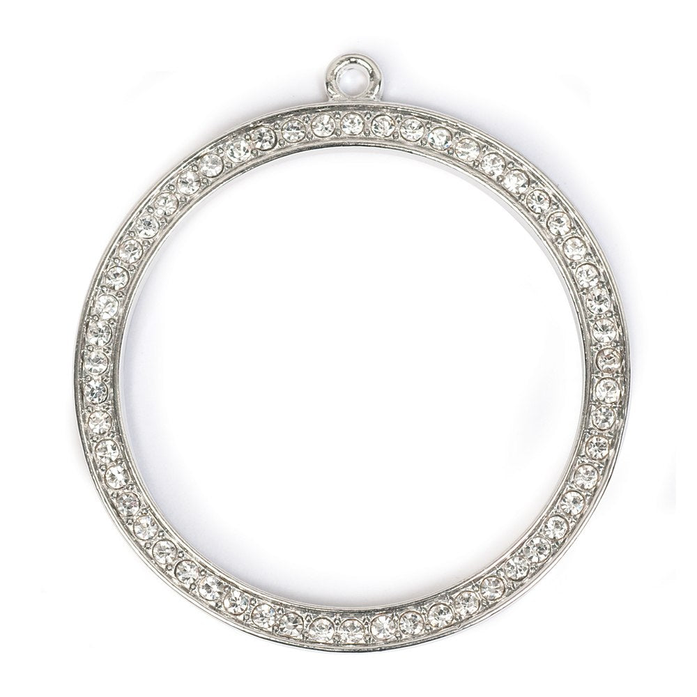 Estrellaª Premium Jewelry Pendant - Large Circle, Crystal / Silver