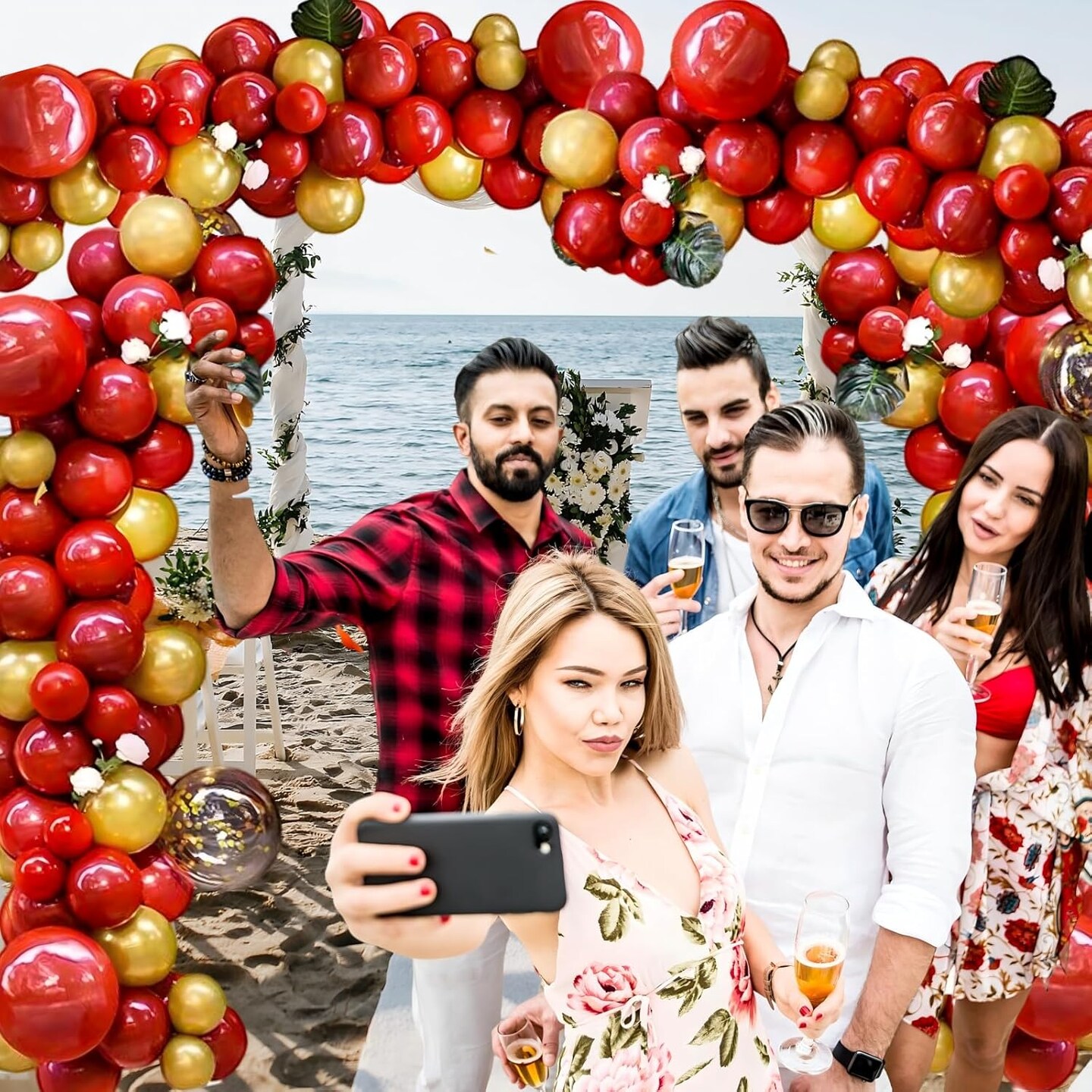 red and gold latex balloons(Red Gold)13.58 x 9.64 x 0.47 inches