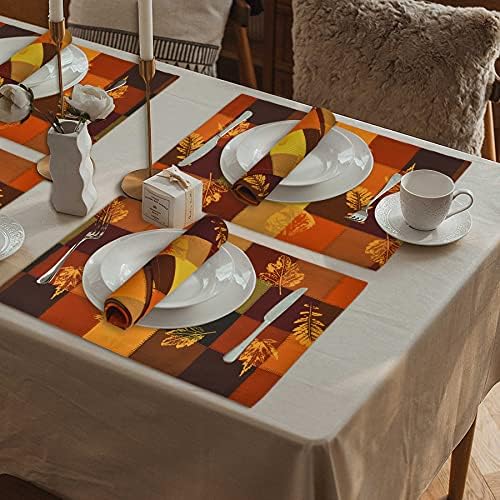 8 Pcs Thanksgiving Fall Placemats Set(orange)