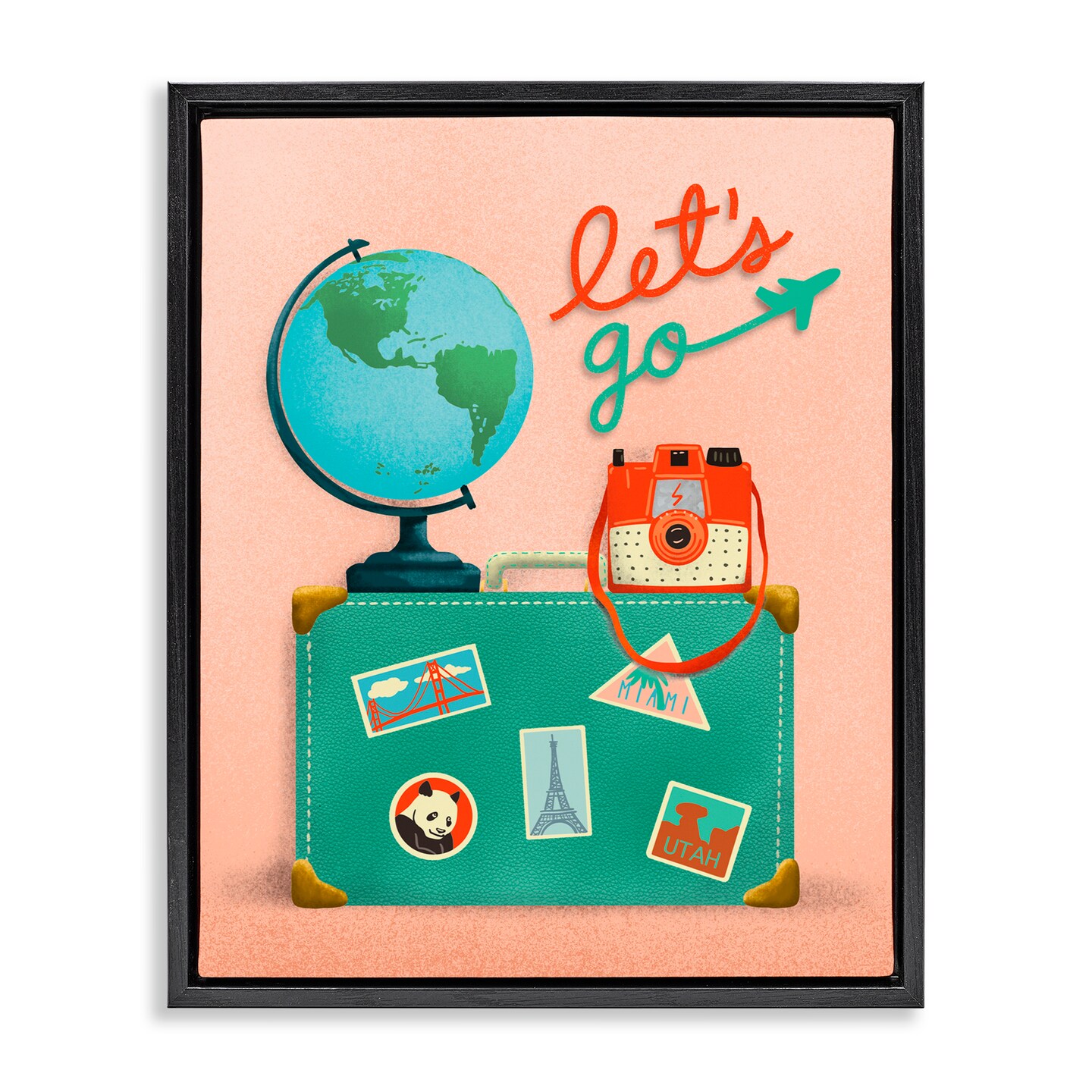 Stupell Industries Let's Go Travel Suitcase Floating Frame, design by Jilly Jack Designs