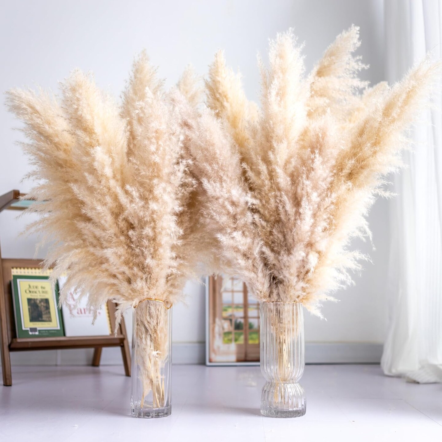 Tall Pampas Grass 10PCS Boho Decor Natural Home Decor(Beige,natural)