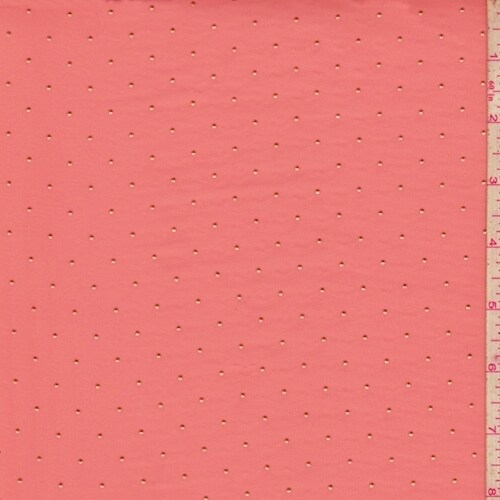 Orange/Metallic Gold Pin Dot Chiffon Fabric By the Yard