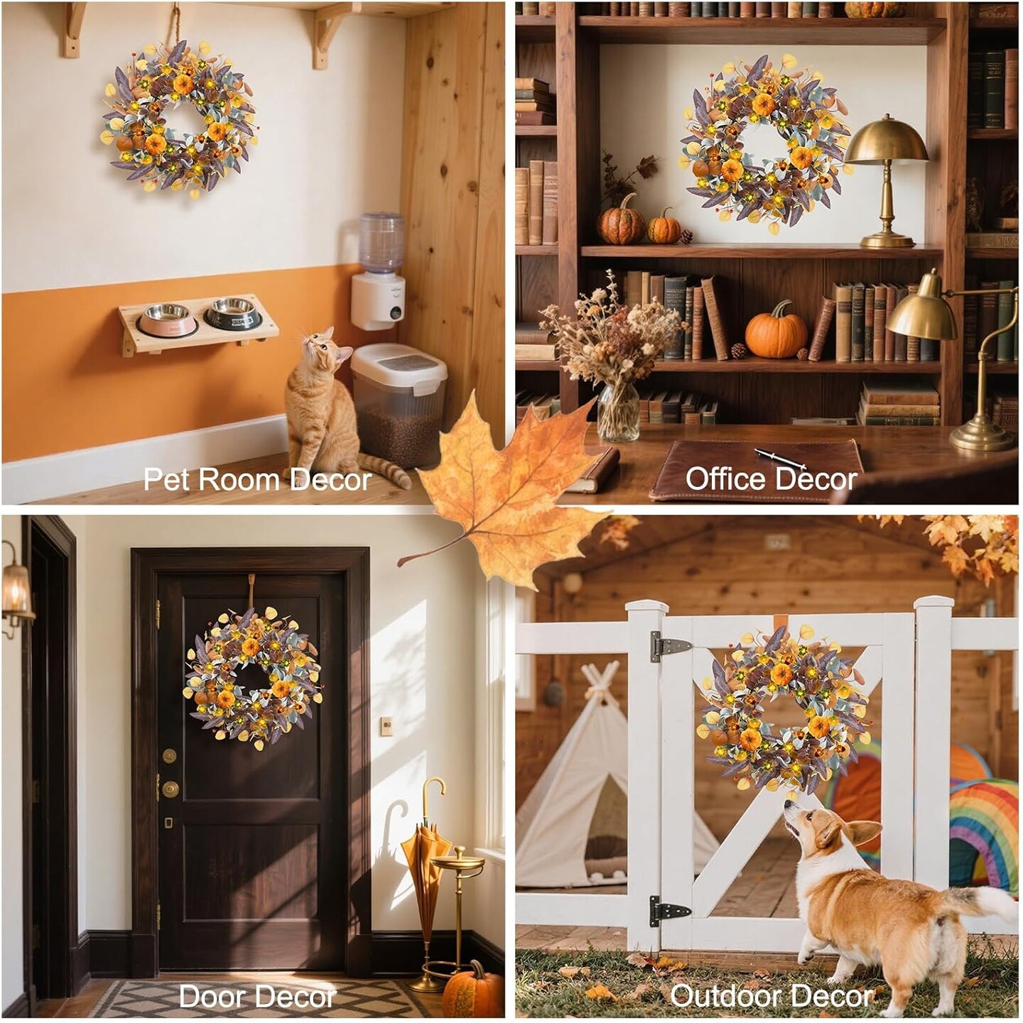 Fall Wreaths for Front Door(&#x9;Pumpkin Wreath)