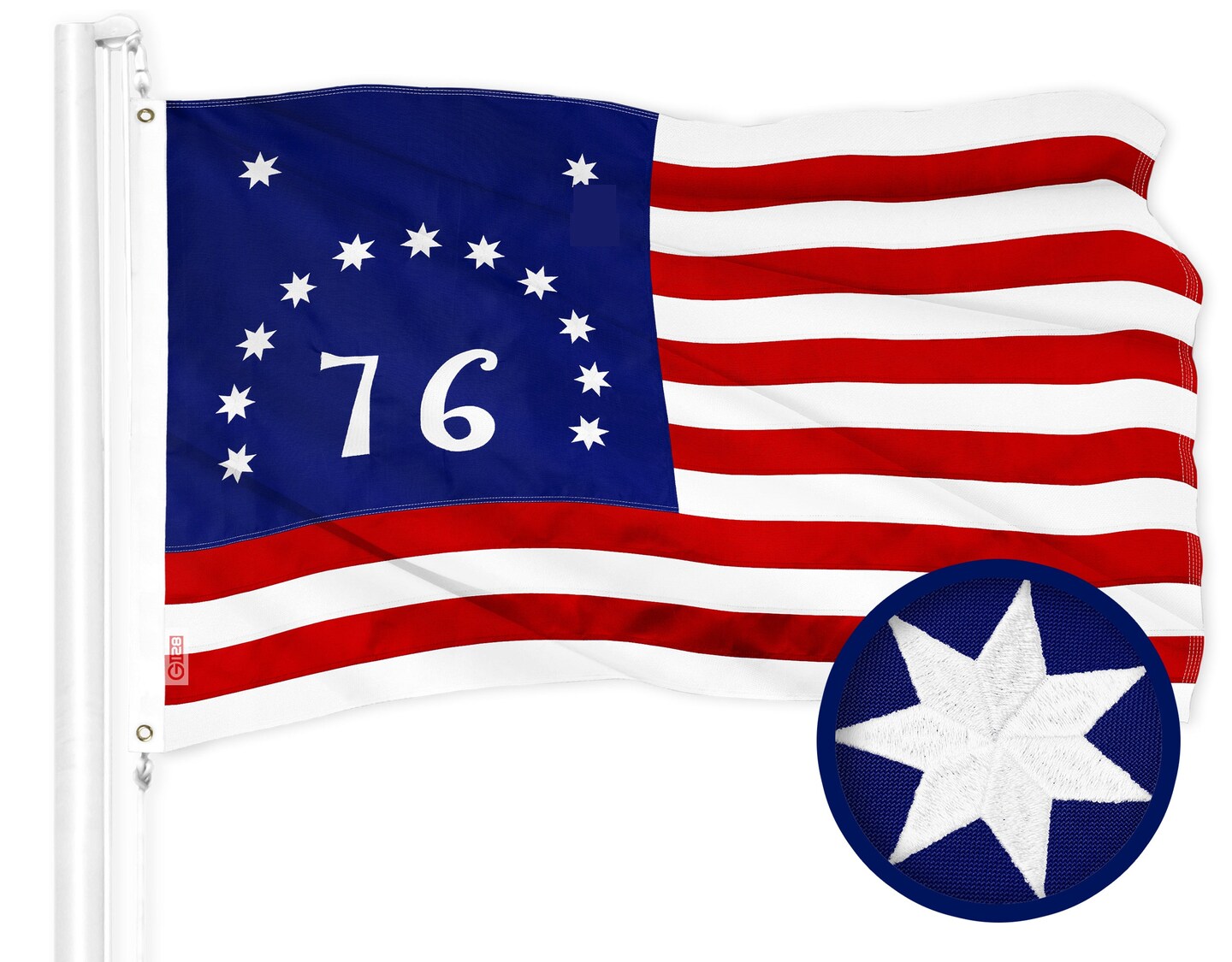 G128 Combo Pack: American USA Flag 3x5 Ft &#x26; Bennington 76 Flag 3x5 Ft | Both ToughWeave Series Embroidered 300D Polyester, Embroidered Design, Indoor/Outdoor, Brass Grommets